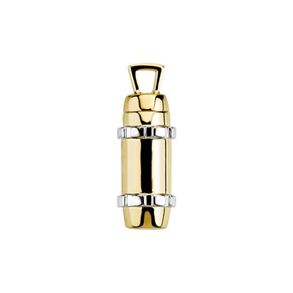 14k Yellow and White Gold, Two Tone Cylinder Ash Holder Pendant